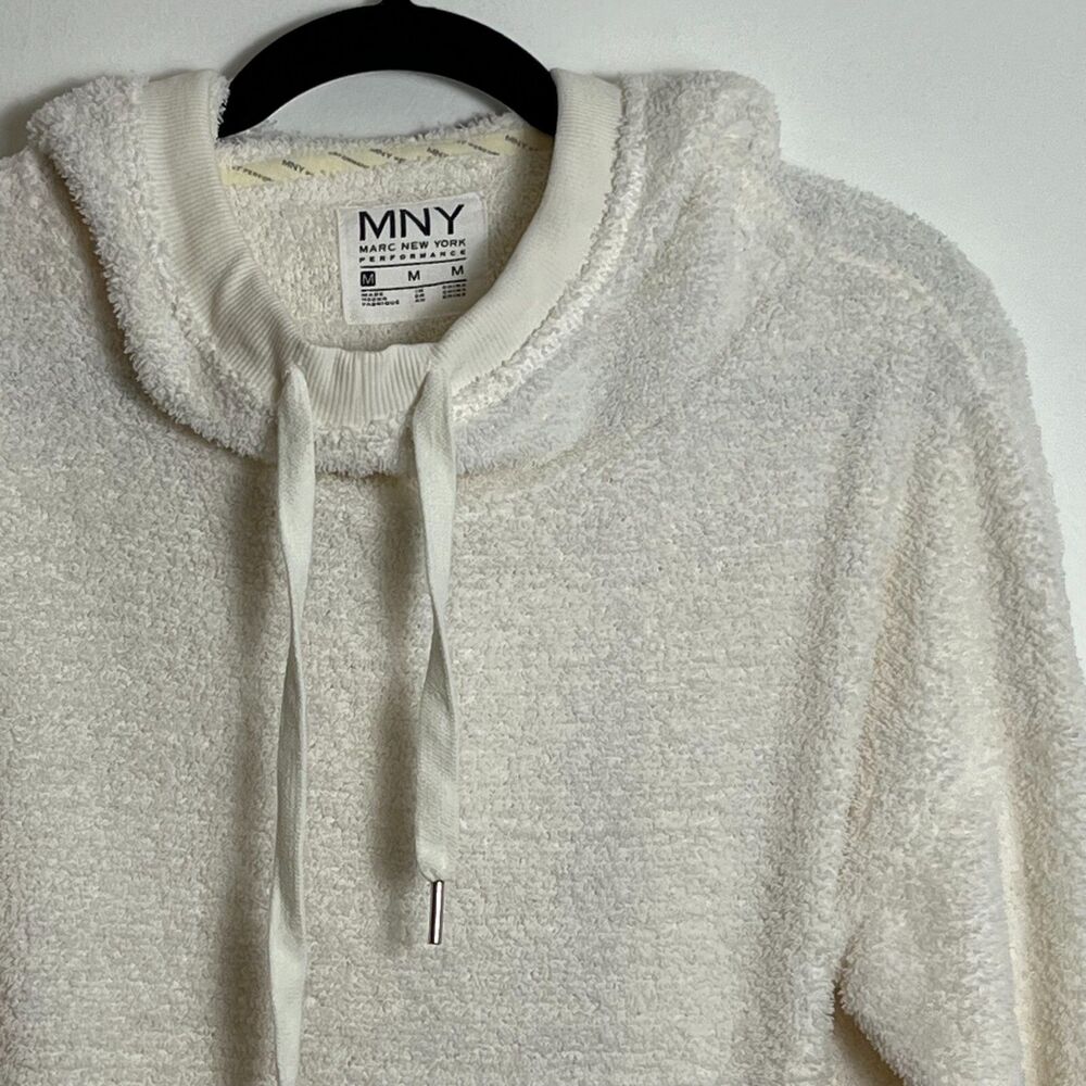 Marc New York Performance Cream Sherpa Fleece Hoodie Thumbhole Cuffs Womens M